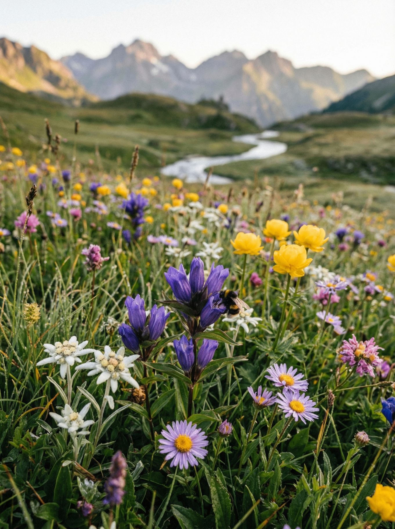 Alpenblumen Essenz — Berglandschaft